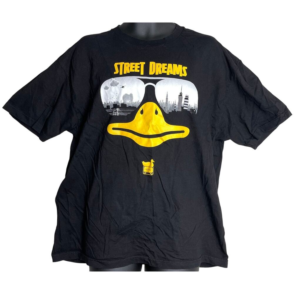 Street Dreams Duck Tee Shirt Men XL Black Graphic Crew Neck Short Sleeve Cute